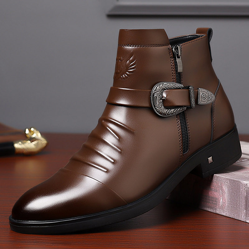 Men's Fashion British Leather Boots Business Formal Chelsea Boots