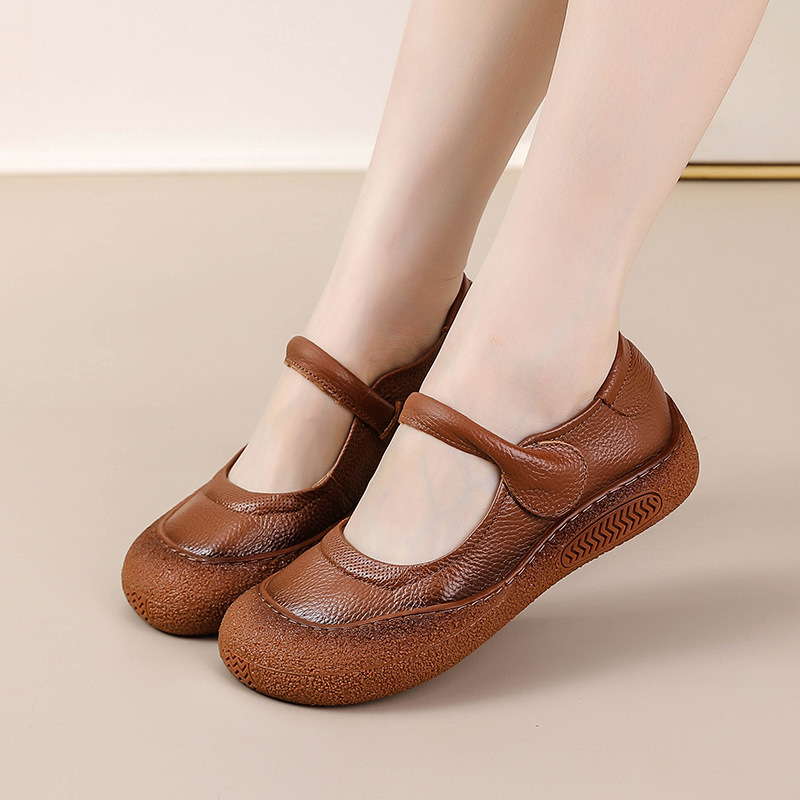 Womens Retro-style Flat Round-toe Soft-soled Shoes foto 2