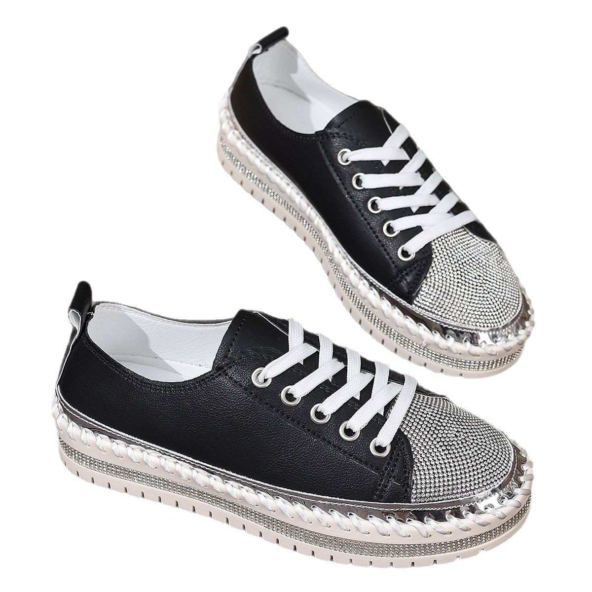 Womens Plus-size White Sneakers With A Chunky Sole foto 4