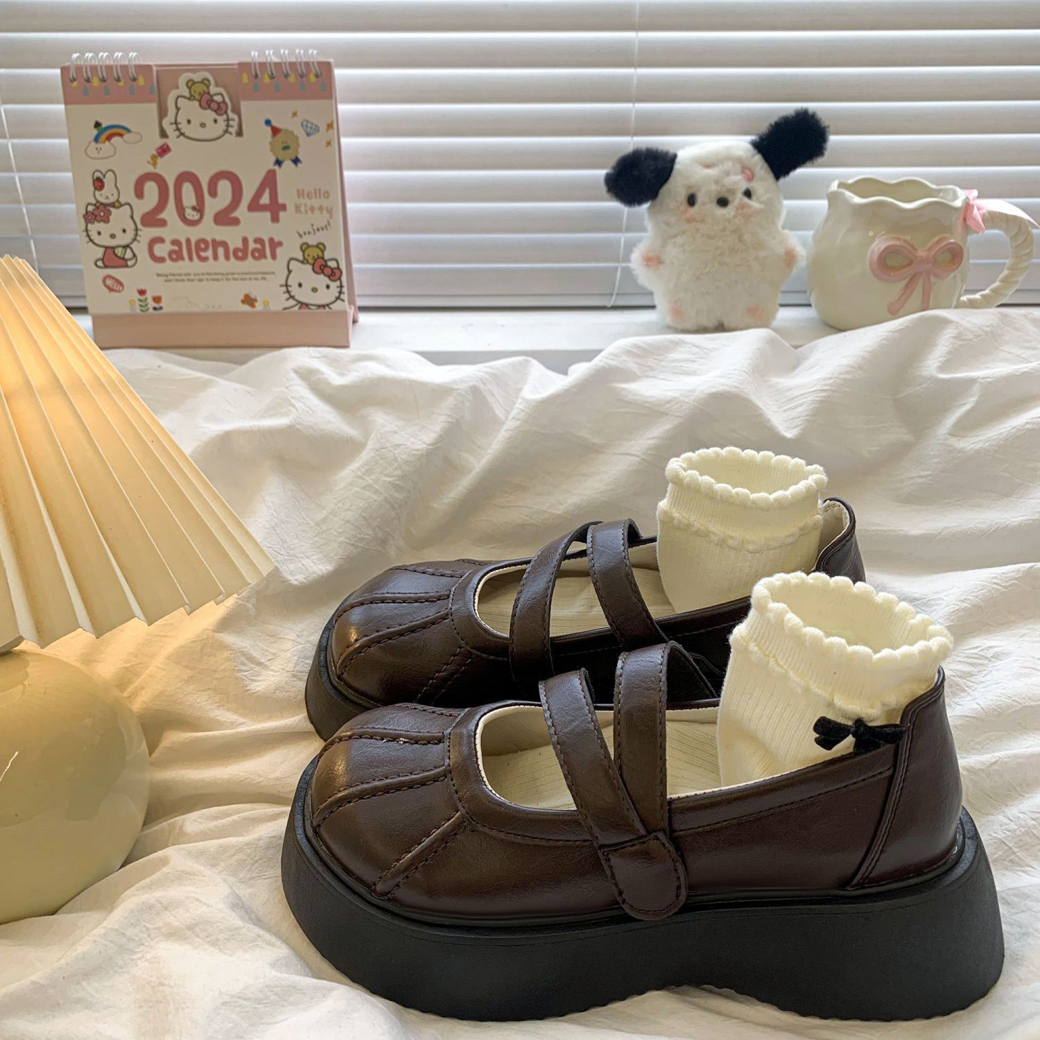 Seasonal New Japanese-style Versatile Height-increasing Leather Shoes For Women foto 5