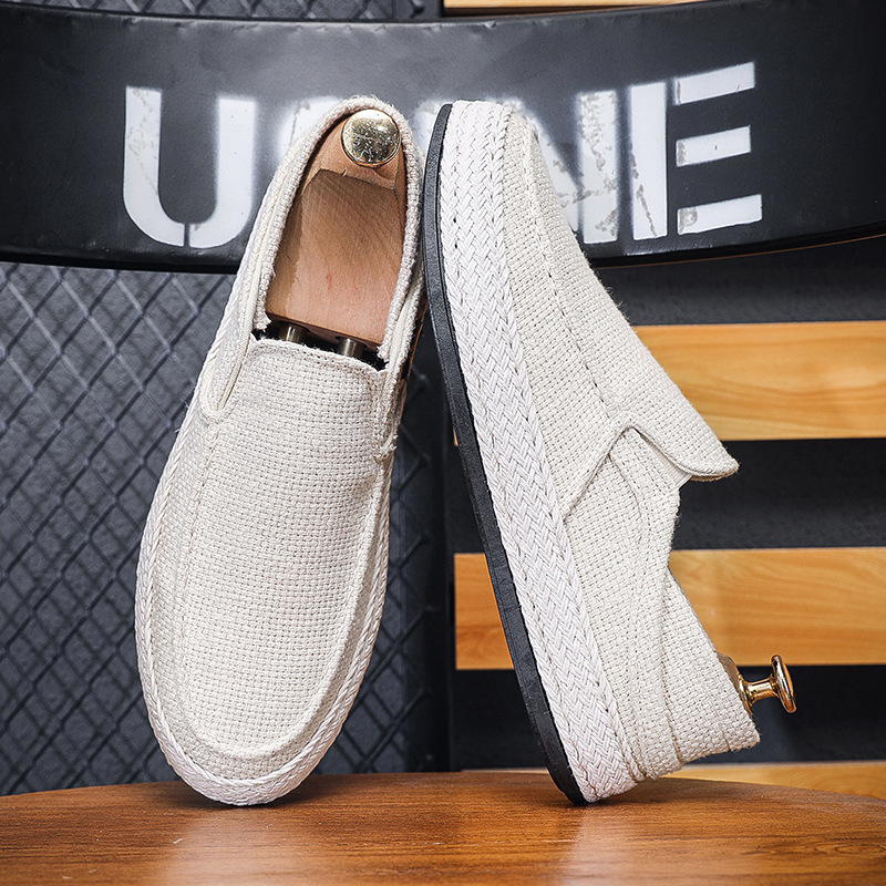 Linen Cloth Slip-on Lofter Casual Canvas Summer Stirrup Heel Men's Shoes foto 5