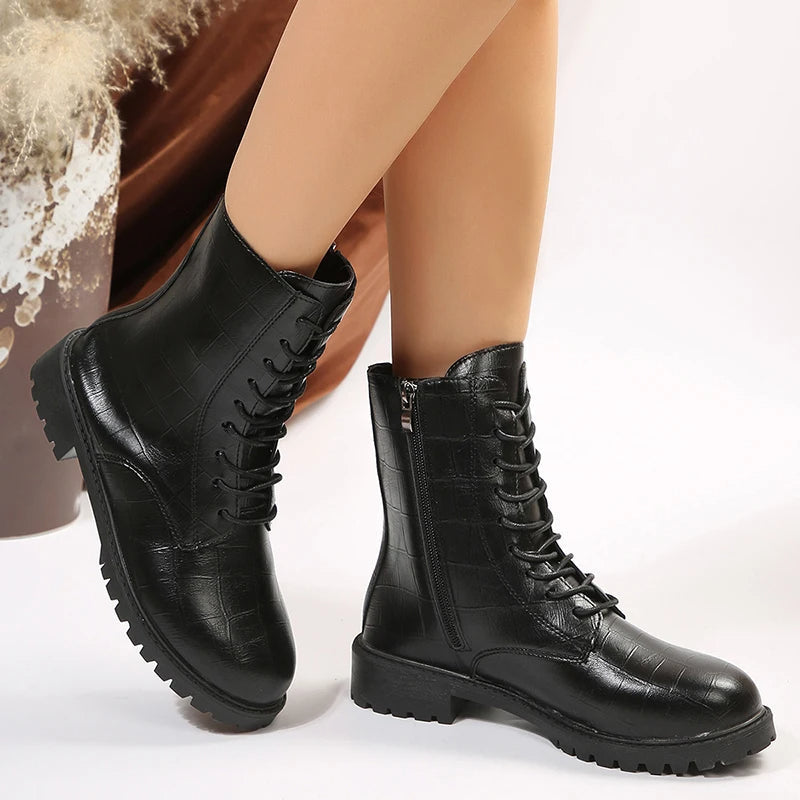 Martin Women's Leather Fashionable Motorcycle Military Boots foto 2