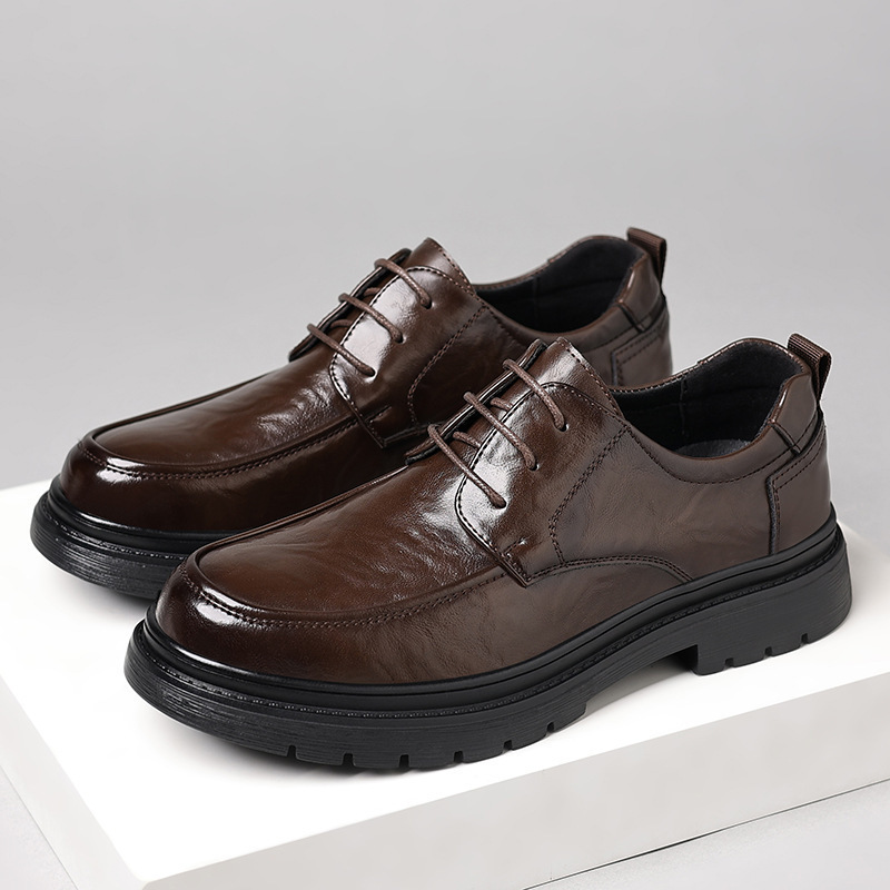 Leisure Chunky-soled Elevating Leather Shoes foto 3
