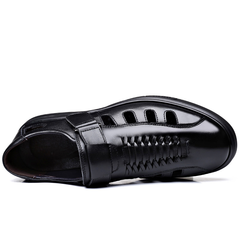 Cowhide Business Formal Wear Hollow Breathable Plus Size Men's Casual Leather Sandals foto 2