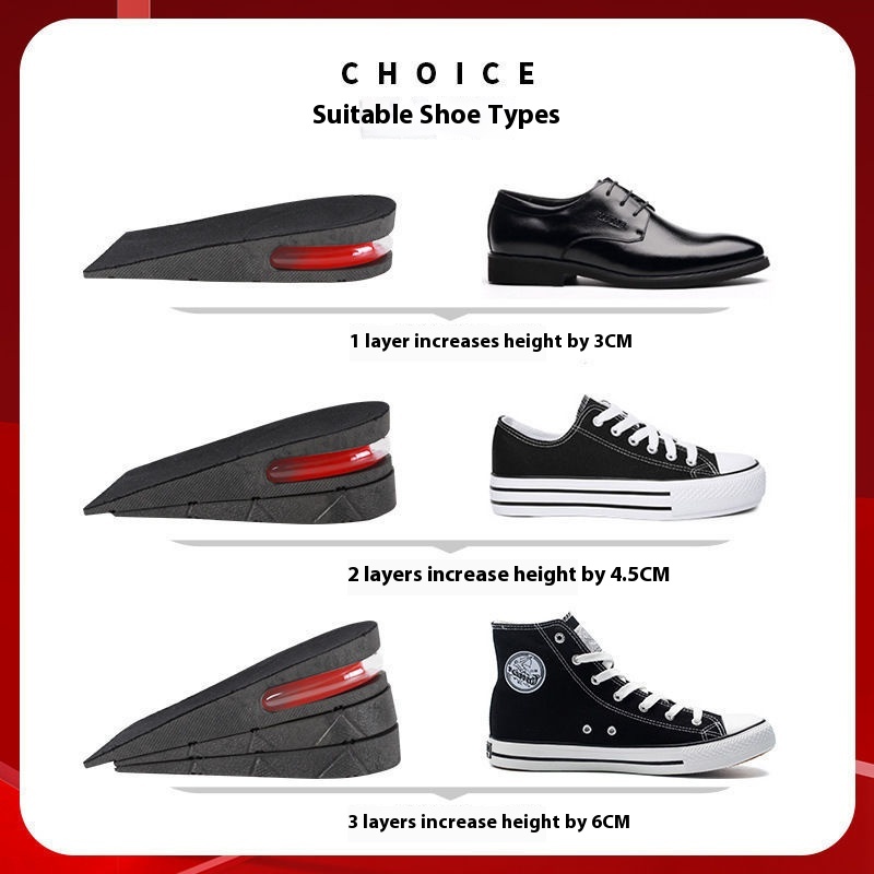 Height Increasing Insole For Women Invisible Comfortable Height Increasing Insole Men Sweat Absorbent foto 5