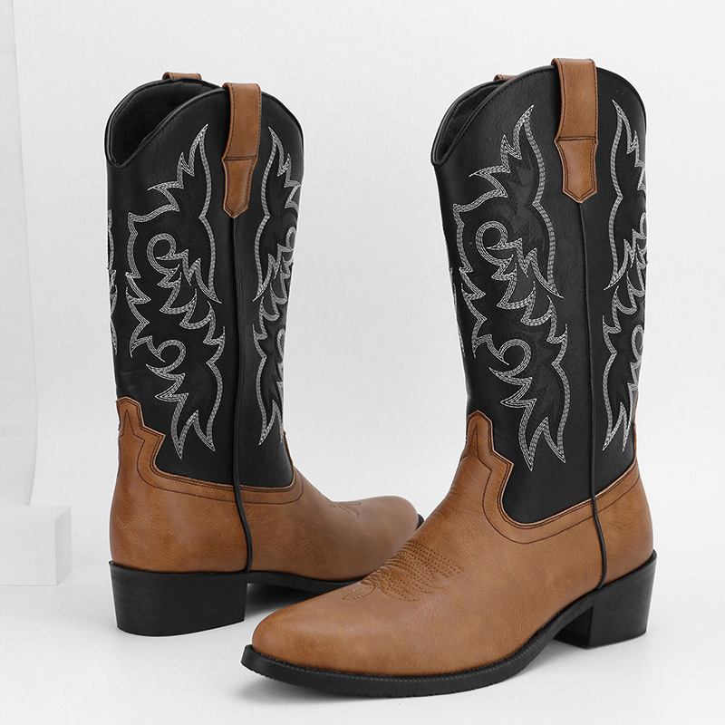 Men's Embroidery Retro High Leg Boot foto 2
