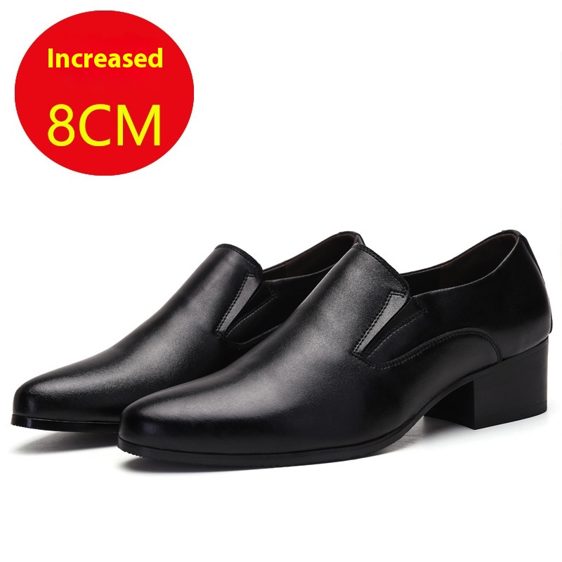 High Heel Pointed Leather Shoes Genuine Leather Men's Elevator Shoes foto 2