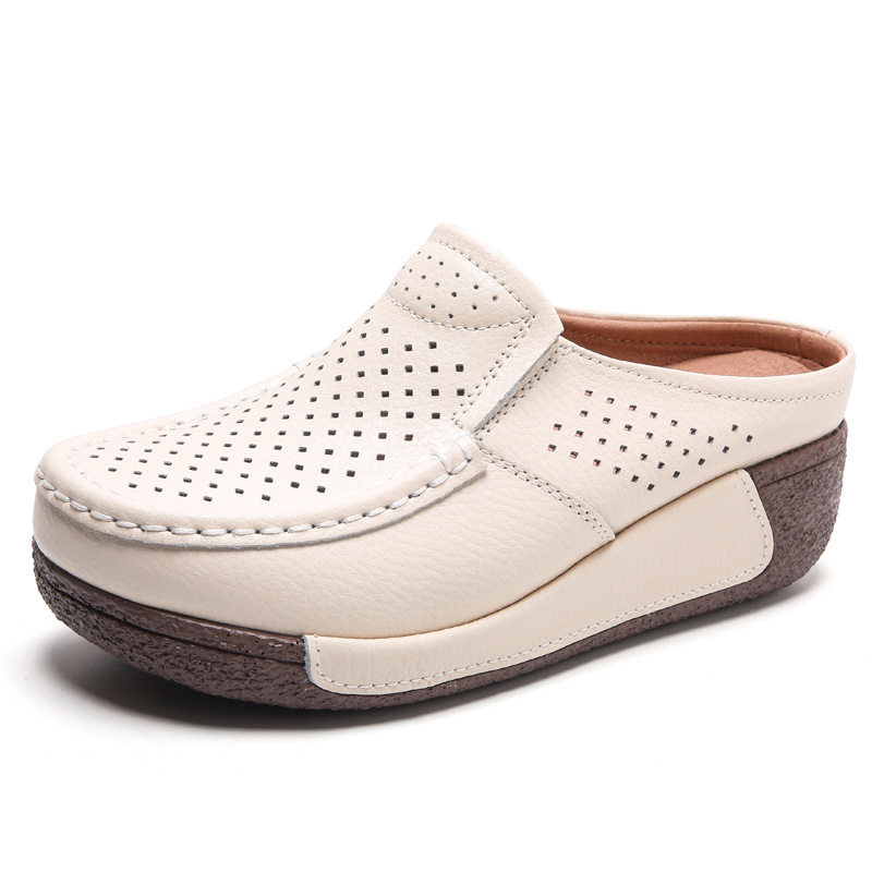 Fashionable All-match Rocking Shoes Thick-soled Muffin Closed Toe Half Slippers
