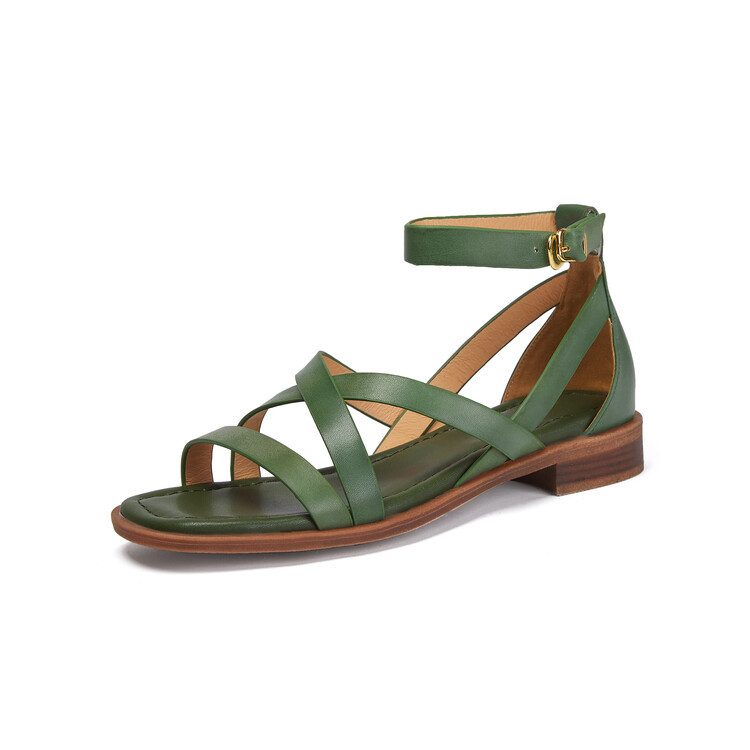 Womens Flat Shoes With A Cross-strap Design And A Single Strap Buckle foto 2