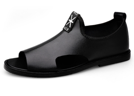 Toed First Layer Cowhide Sandals Men's Bag Heel Side Empty Leather Beach Non-slip Wear-resistant foto 3