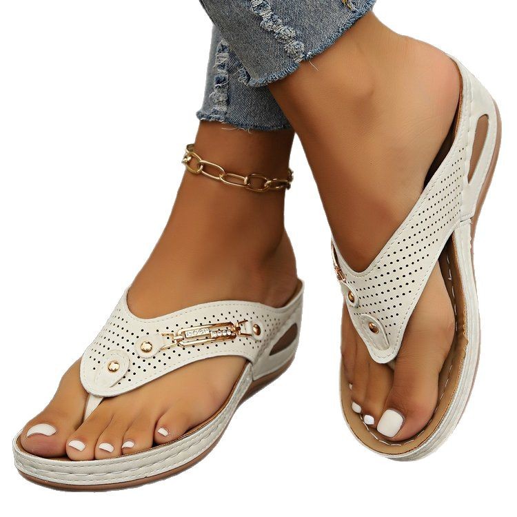 European And American Retro Flip-flops Comfortable Lightweight Casual Plus Size Women's Sandals foto 4