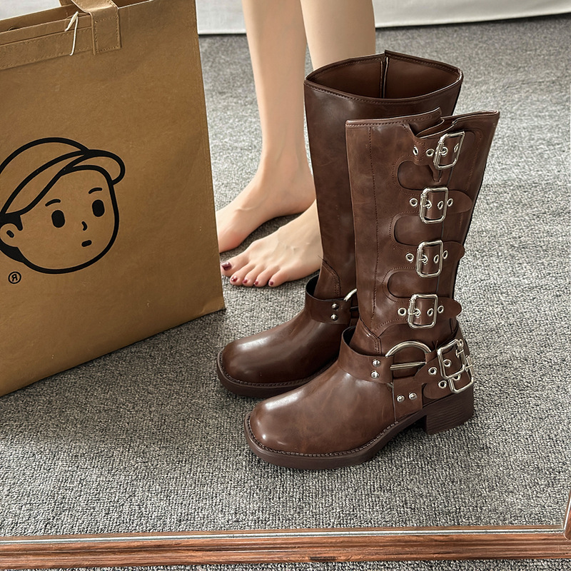 New Autumnwinter Leather Western Cowboy Boots foto 4