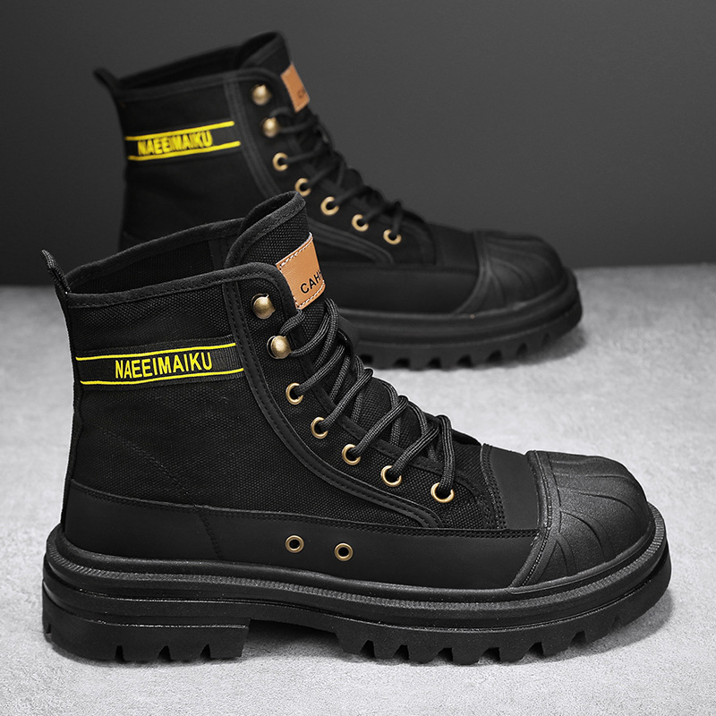Thick-soled Canvas Casual Sports Men's All-match Work Motorcycle Boots foto 5