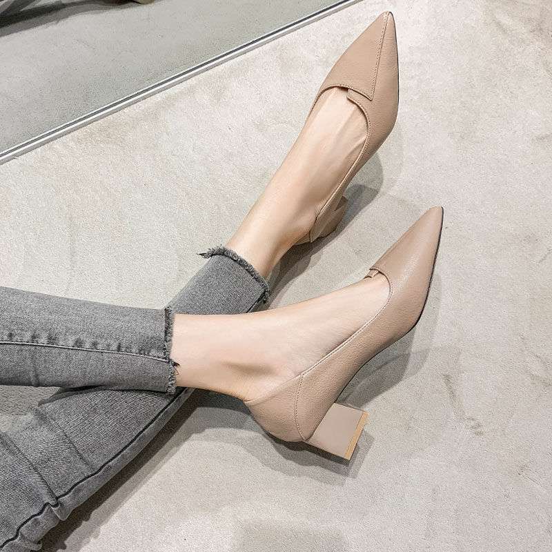 New Spring Versatile Low-cut Women's Mid Heel Chunky Heel Pointed-toe Soft Bottom Work Shoes foto 5