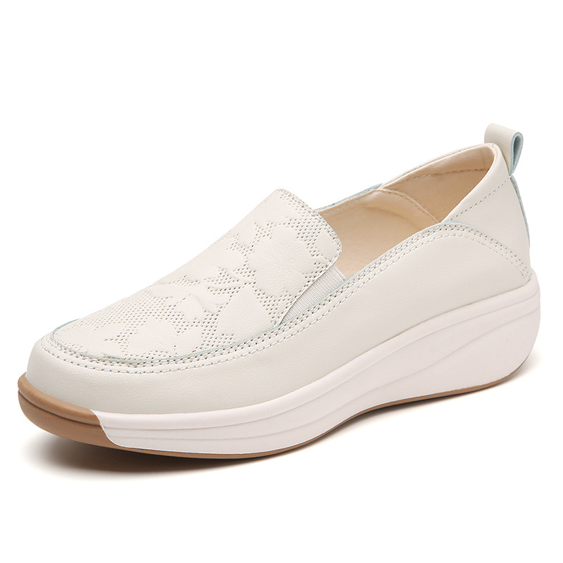 Womens Chunky-soled White Sneakers With A High Heelslip-on Style foto 5