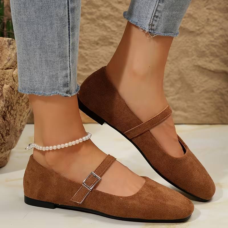 Rubber-soled Flat Vintage Genuine Leather Mary Jane Pumps foto 2