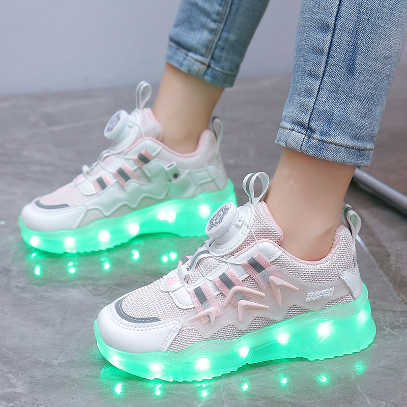 Rotating Button Charging Colorful Light Shoes Sports Light Up Shoes foto 2