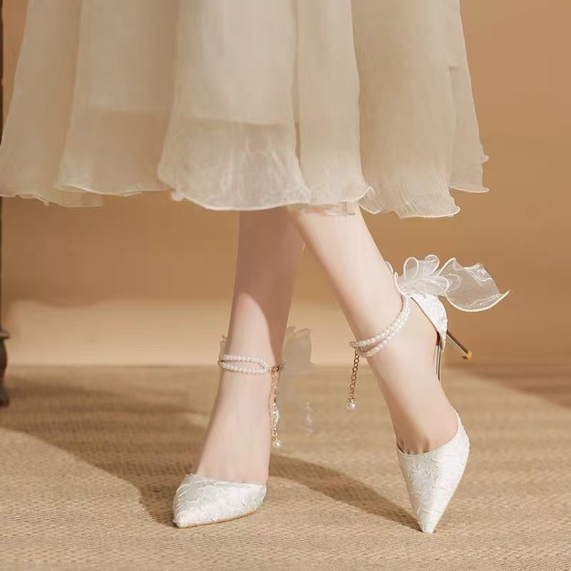Back Bow Platform Pointed-toe Stiletto Sandals foto 3