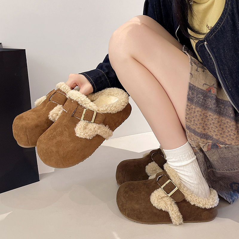Baotou Semi-drag Fleece Lazy Cotton Slippers foto 4