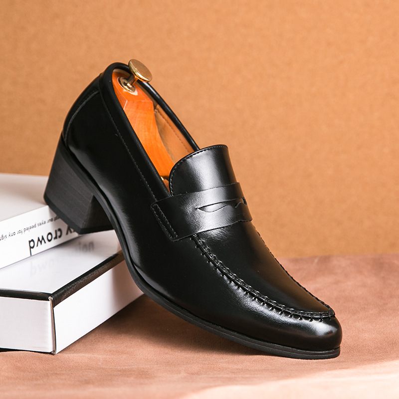 Men's All-match Fashion Pointed Solid Color Leather Shoes foto 2