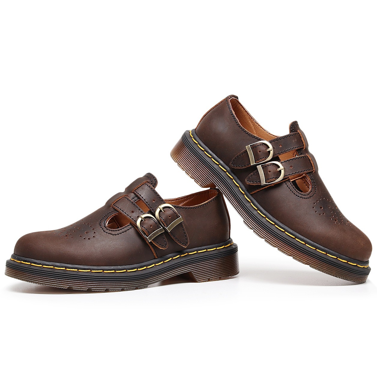 Genuine Leather Low-Top Womens Horse Brown Fashionable Casual Cowhide Shoes foto 2