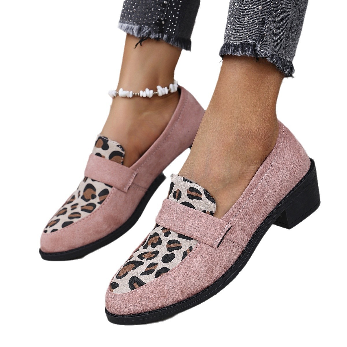 Leopard Print Slip-on Casual Suede Doug Single-layer Shoes foto 5