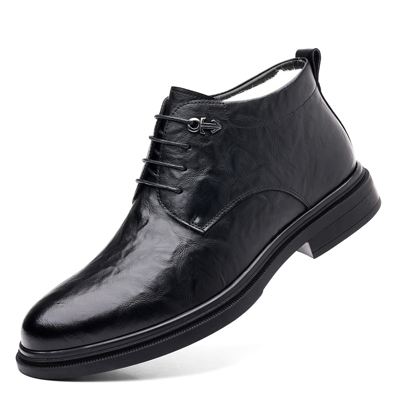 Fleece-lined Extra-thick Insulated High-top Cotton Leather Shoes foto 2
