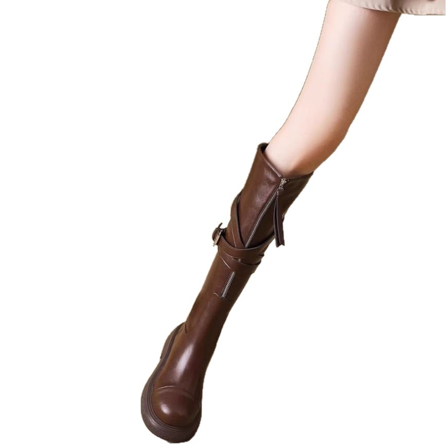 Brown Women's Riding Boots Thin High Tube Long foto 2