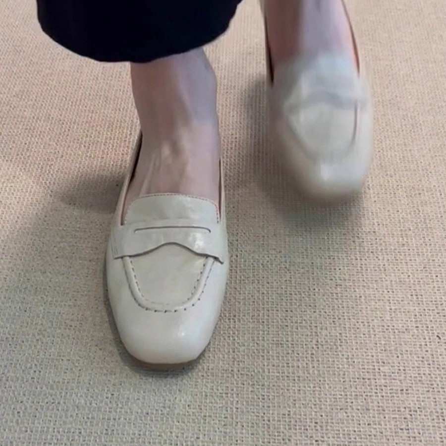 Women's Flat All-match Square Toe French Leather Shoes foto 5