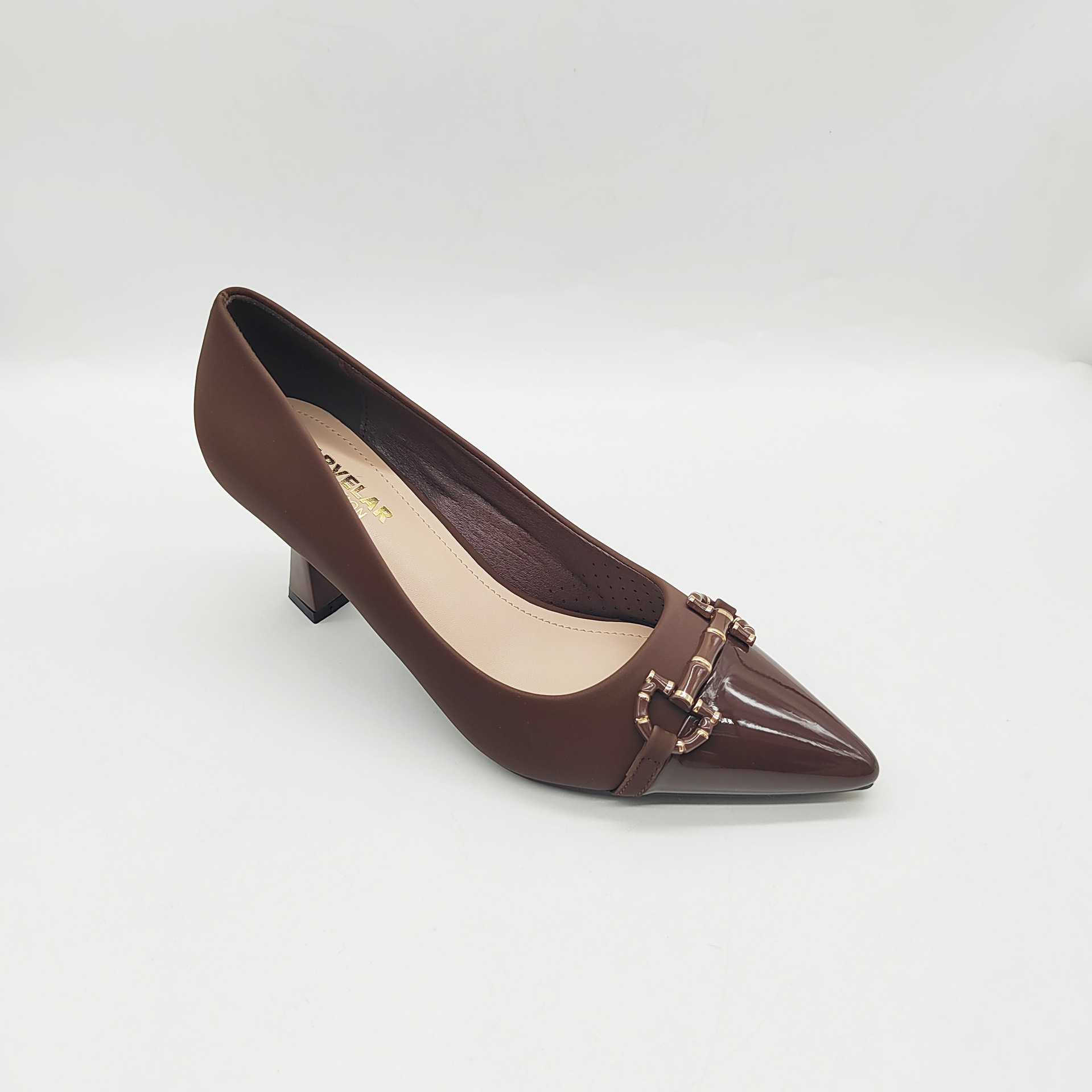 French-style Womens Exquisite Leather Belt-buckle Peep-toe Stiletto Pumps foto 2