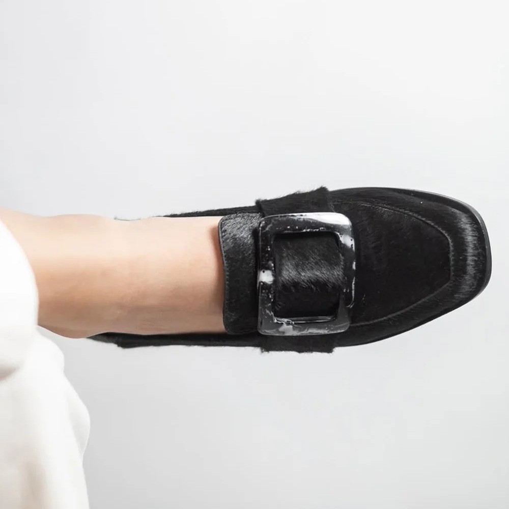 Low-cut Vintage Large Square Button Loafers For Women foto 2