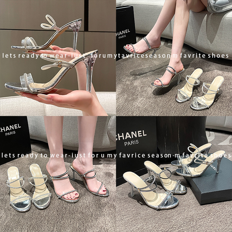 Plus Size Ladies New Rhinestone High Heel Shoes foto 3