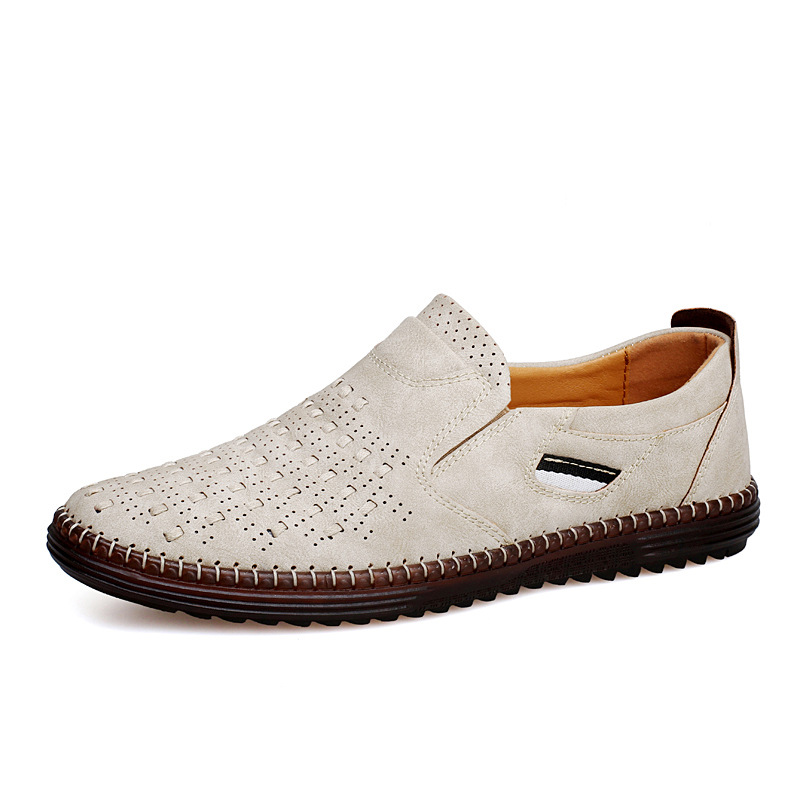 Outdoor Leisure Slip-on Flat Handmade Leather Shoes Men foto 2