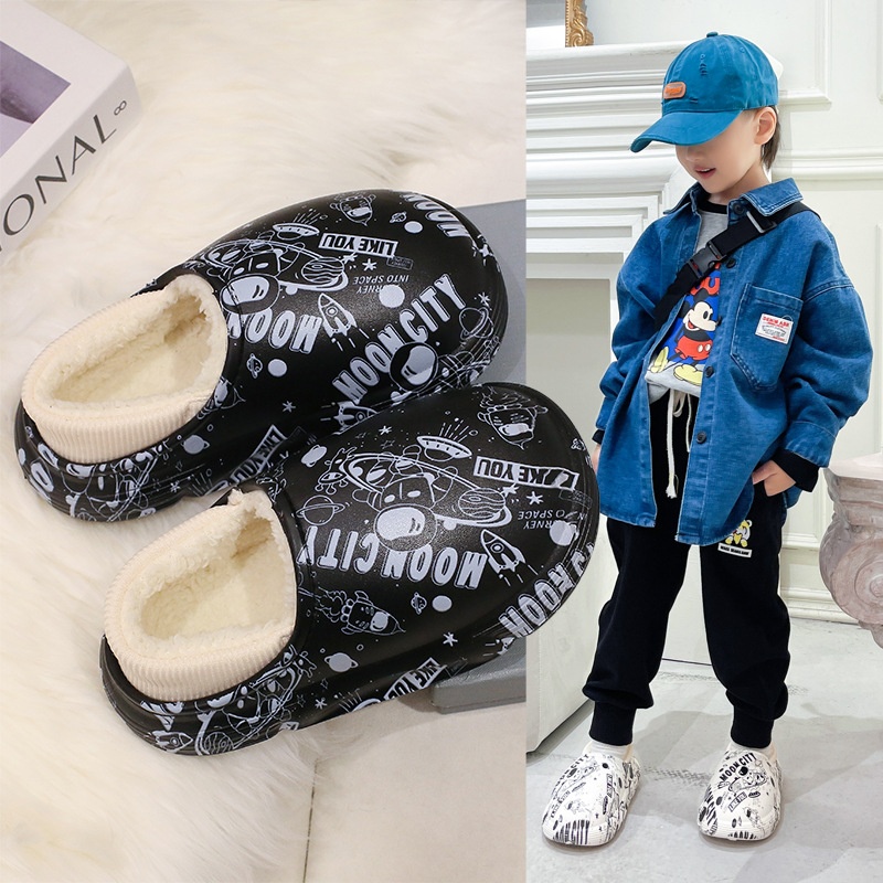 Winter New Children's Cotton Slippers Home Indoor Waterproof Velvet Warm foto 5
