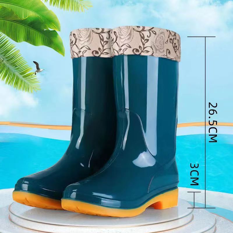 Men's Fashion Non-slip Plus Velvet Cotton-padded Rain Boots foto 3
