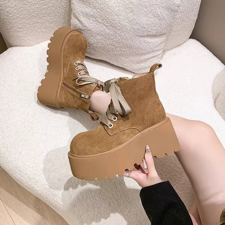 Stylish Chunky-soled Vintage Lace-up Versatile Boots For Women foto 2