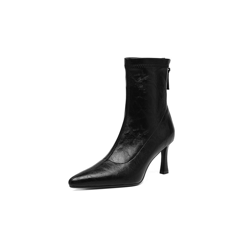 Womens Stylish Chic Ankle Boots With Zippers foto 3