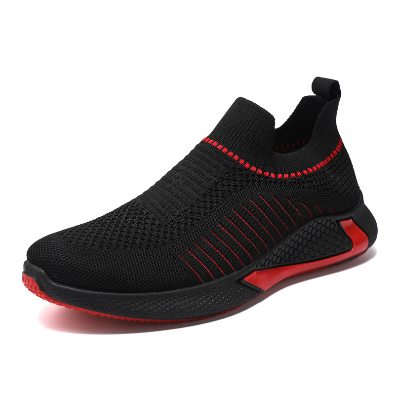 Fashion Mesh Sock Shoes With Striped Design Men Outdoor Breathable Slip-on Sneakers Csuale Lightweight Running Sports Shoes foto 3