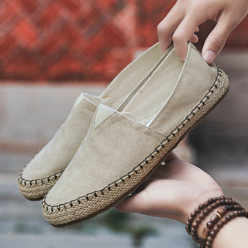 Summer Breathable Canvas Slip-on Lofter Men's Casual Linen Cloth Shoes foto 5