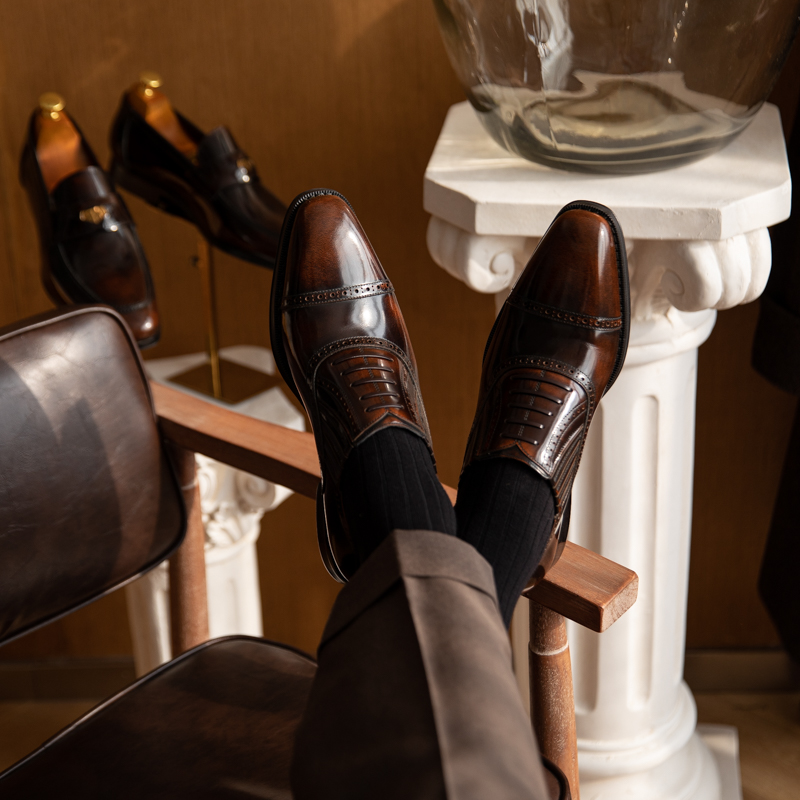 Gentleman Cowhide Commuting Formal Shoes foto 3