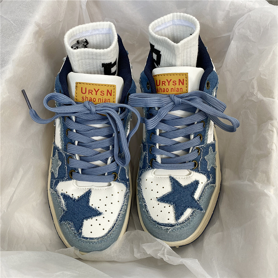 Hong Kong Style Niche Denim Blue Retro Sneakers foto 4