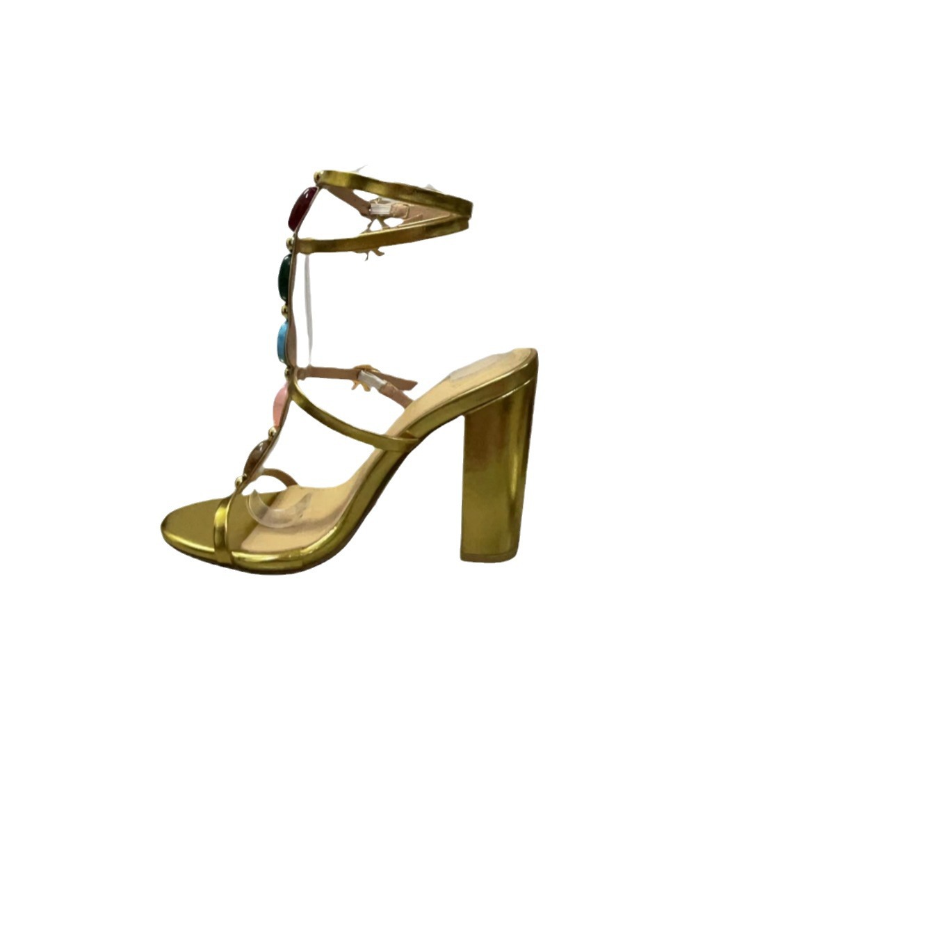 Women's Open Toe Gem Chunky Heel High Heel Roman Sandals foto 4