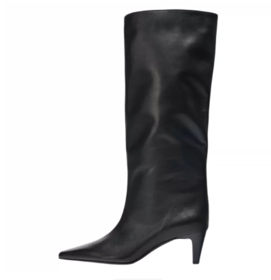 Large-calf High-heeled Riding Retro-style Knee-high Pointed-toe Tall Denim Boots foto 5