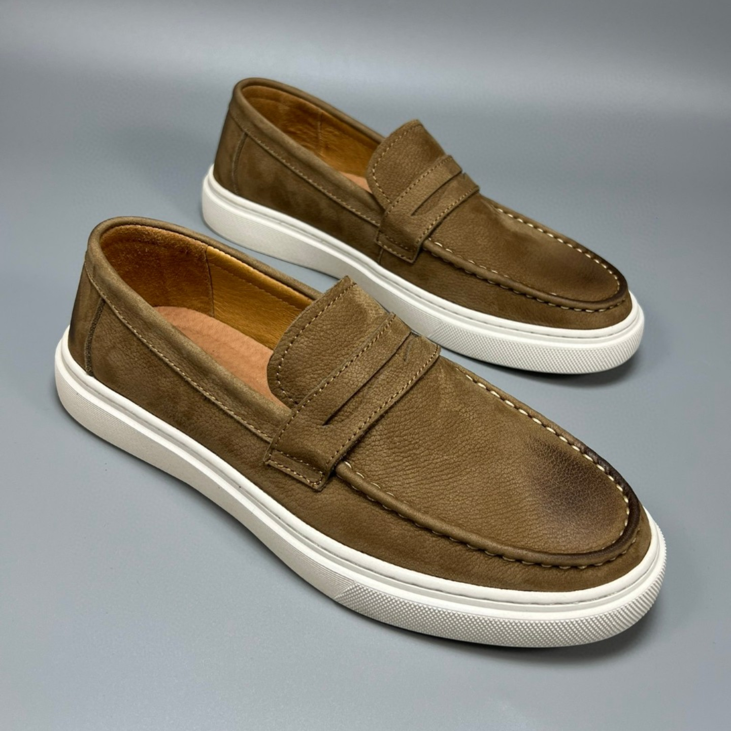 Casual Men's Genuine Retro Soft Bottom Calf Leather Shoes foto 3