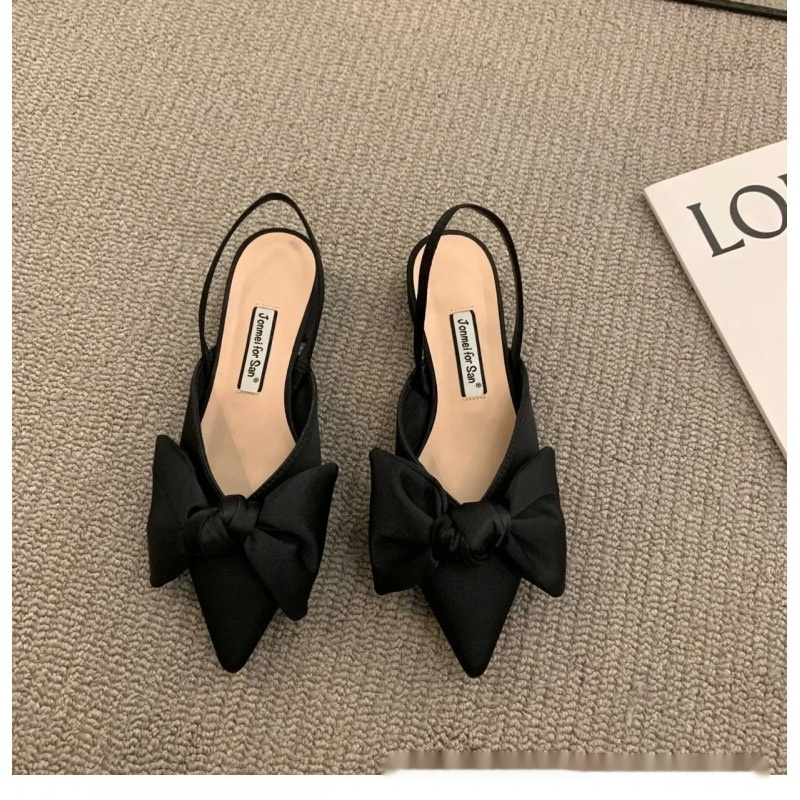 French-style Pointed-toe Bow-embellished Closed-toe Sandals For Women foto 3
