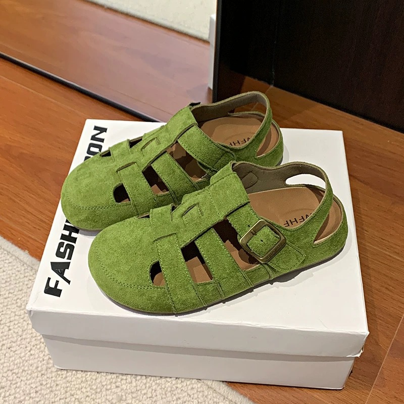 Retro Closed Toe Sandals Two-way Hollow-out Half Slippers foto 5