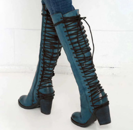Womens Over-the-knee Boots With Back Lacing And Chunky High Heels foto 4
