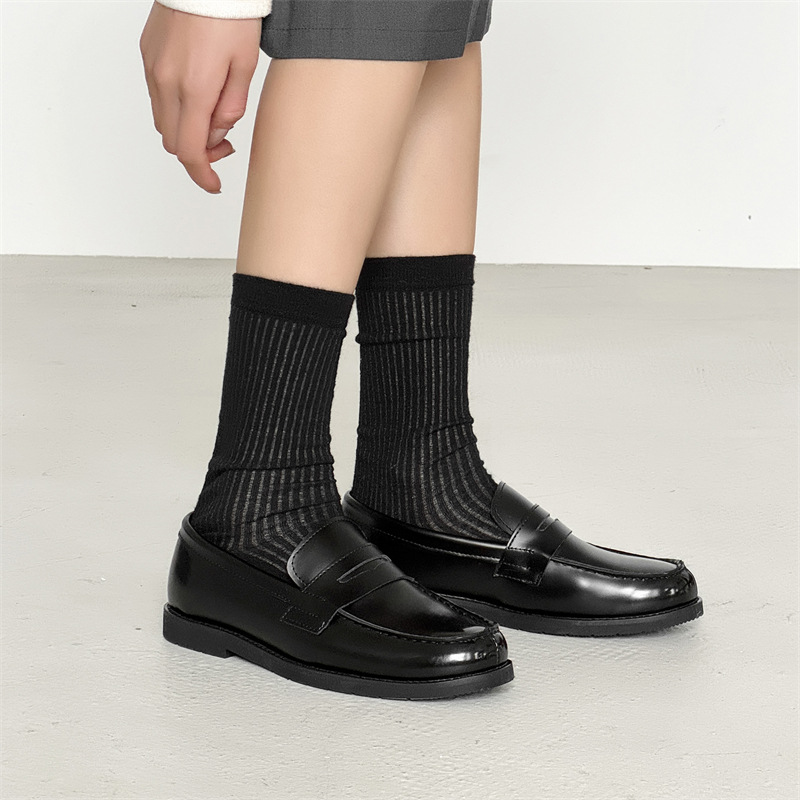 Men's Classic Slip-on Black Derby Couple Leather Shoes foto 2
