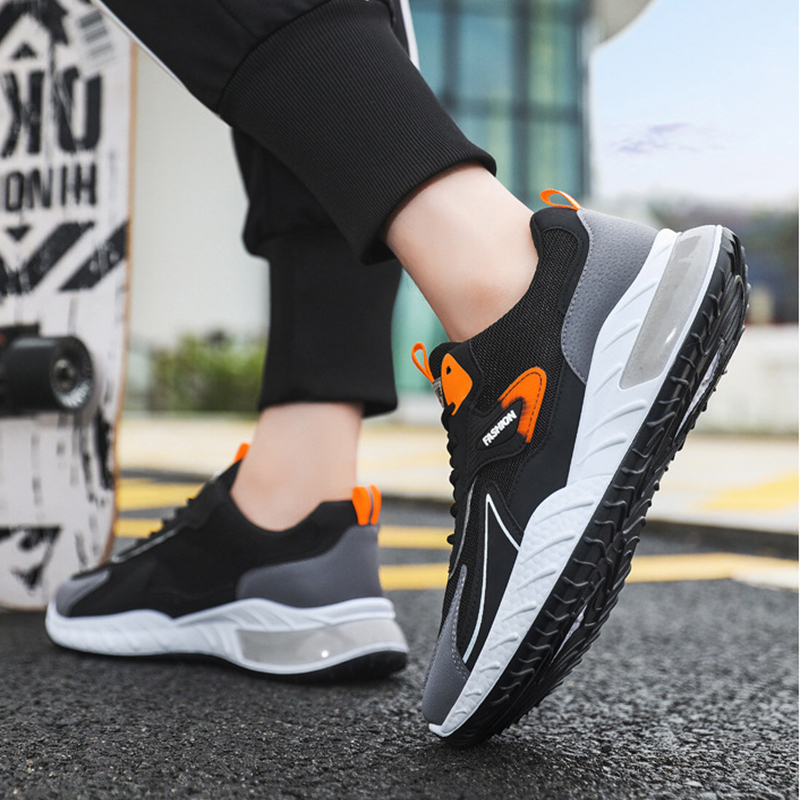 Color-blocked Sneakers Fashion Breathable Lace Up Mesh Sports Shoes For Men Casual Outdoor Running Walking Shoes foto 2