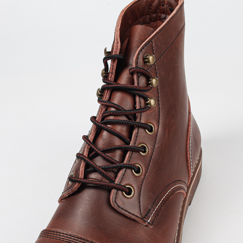 Retro Cowhide Martin Boots Men's Oil Wax Leather Military Boots Worker Boot foto 2